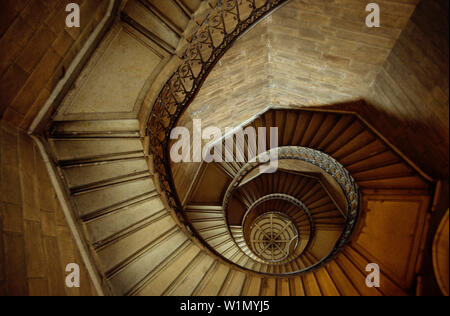 Spiral staircase in a tower, Basilica Notre Dame de Fourviere, Lyon, France Stock Photo