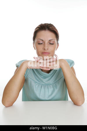 Smiling mid adult woman with closed eyes, Styria, Austria Stock Photo