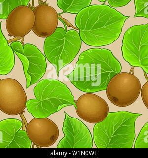 kiwi vector pattern on color  background Stock Vector