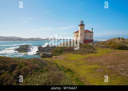 Historic Coquille River Lighthouse , Bullards Beach State Park near Bandon , Oregon , USA Stock Photo