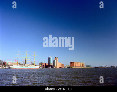 Sailer, Kehrwiederspitze, Hanseatic Trade Center, Harbour City, Hamburg, Germany Stock Photo