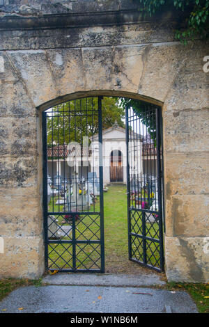Graveyard entrance. Rascafria, Madrid province, Spain. Stock Photo