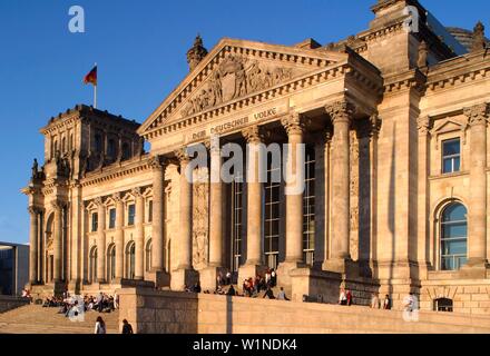 Berlin, Reichstag building with dome by Norman Forster, outdoors Stock Photo