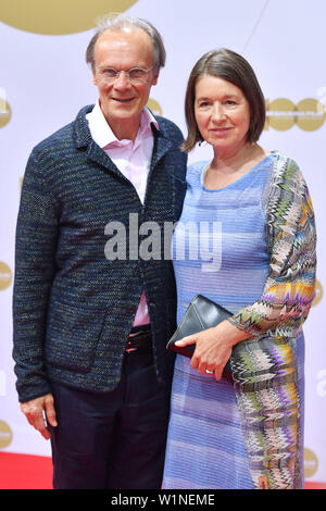 Edgar SELGE (actor), with wife Franziska WALSER (actress). Bavaria Film Fest Reception on the occasion Filmfest Muenchen on 02.07.2019 | usage worldwide Stock Photo