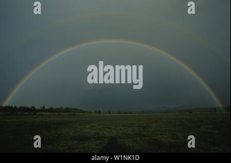 Rainbow, Murnauer Moos, Bavaria, Germany Stock Photo