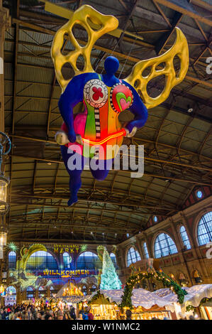 Guardian Angel, Niki de St. Phalle, Main Station, Christmas Market, Zurich, Switzerland Stock Photo