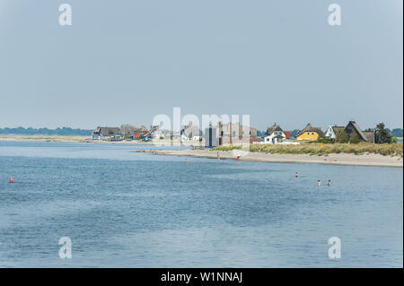 view to houses at the Steinwarder peninsula in Heiligenhafen, Schleswig-Holstein, Baltic Sea, North Germany, Germany Stock Photo