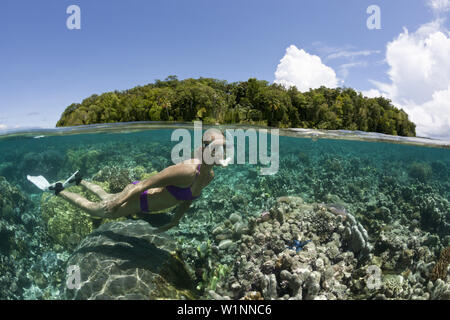 Snorkeling at Solomon Islands, Marovo Lagoon, Solomon Islands Stock Photo