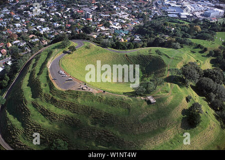 Aerial Photo, Mt. Eden Crater Auckland, New Zealand Stock Photo