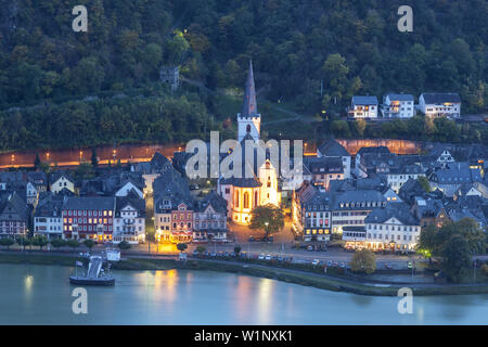 View from St. Goarshausen to St. Goar by the Rhine, Upper Middle Rhine Valley, Rheinland-Palatinate, Germany, Europe Stock Photo