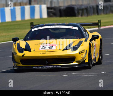 Nigel Jenkins, Ferrari 458 Challenge, Ferrari Club Racing Series, Vintage Sports Car Club, VSCC, Formula Vintage, Round 3, Donington Park, England, Ju Stock Photo