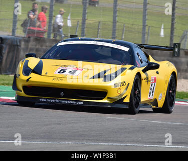 Nigel Jenkins, Ferrari 458 Challenge, Ferrari Club Racing Series, Vintage Sports Car Club, VSCC, Formula Vintage, Round 3, Donington Park, England, Ju Stock Photo