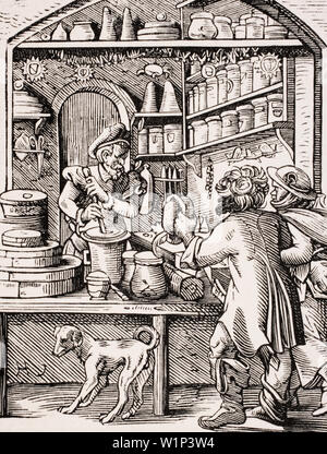 The Druggist. 19th century reproduction of a 16th century woodcut by Jost Amman Stock Photo