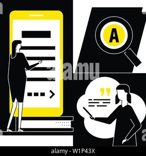 Online library - flat design style conceptual illustration Stock Vector