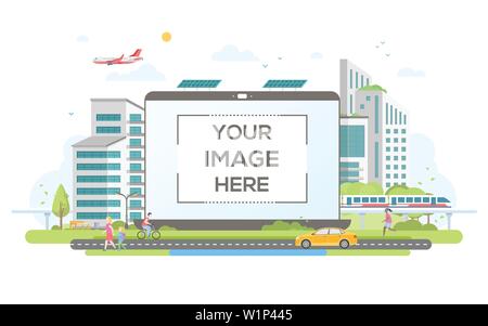 Eco-friendly housing complex - flat design style vector illustration Stock Vector