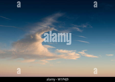 Cirrus clouds and blue sky, sunset Stock Photo
