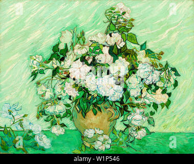 Vincent Van Gogh, Vase with Pink Roses, still life painting, 1890 Stock Photo