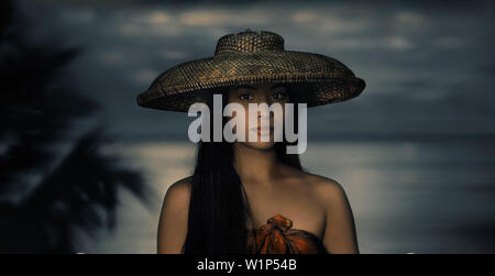 Beautiful, young woman in traditional hat , Bohol Island  Visayas Stock Photo