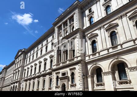 London, UK - The Exchequer, also known as Her Majesty's Treasury building. Stock Photo