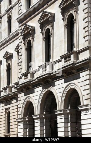 London, UK - The Exchequer, also known as Her Majesty's Treasury building. Stock Photo