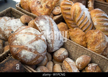 Artisan bread at the farmers market in Albany Stock Photo