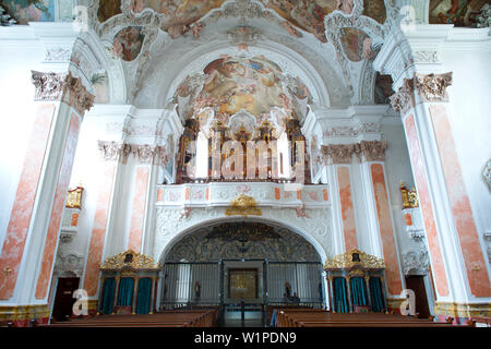 The nave of the church of the Benedictine Abbey of Metten in Metten, Lower Bavaria Stock Photo