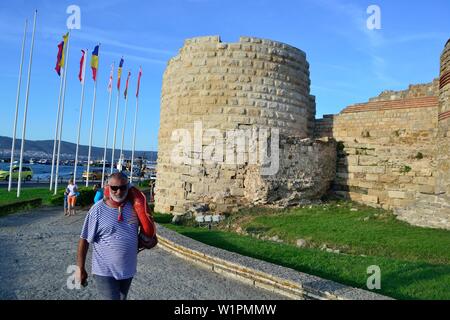 Medieval wall   in NESSEBAR -  Black Sea - BULGARIA Stock Photo