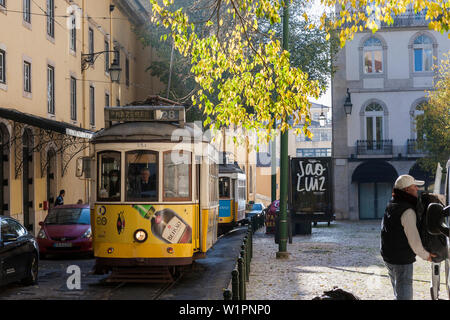 Tram 28 on Largo do Picadeiro, Mártires, Lisbon, Portugal Stock Photo