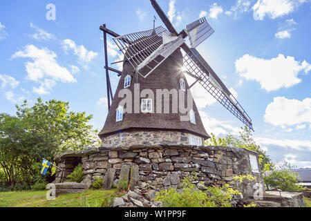 Windmill Sunvära in Väröbacka, Halland, South Sweden, Sweden, Scandinavia, Northern Europe, Europe Stock Photo