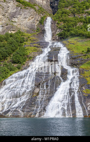 Waterfall Friaren in fjord Geirangerfjord, Geiranger, More and Romsdal, Fjord norway, Southern norway, Norway, Scandinavia, Northern Europe, Europe Stock Photo