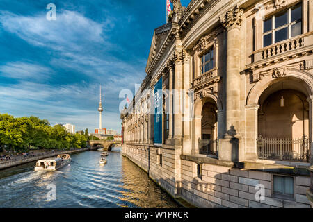 River Spree, Bode Museum and TV tower, Museum Island, Berlin, Germany Stock Photo