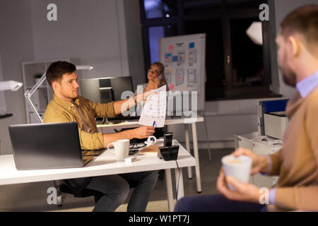 designers or software developers at night office Stock Photo