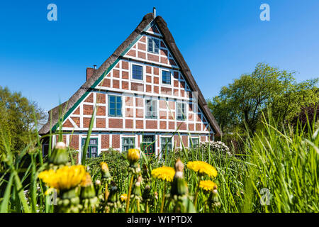Half-timbered house, Altes Land, Hamburg, Germany Stock Photo