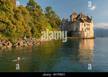 Schloss Chillon, Veytaux, Montreux, Genfer See, Waadt, Schweiz Stock Photo