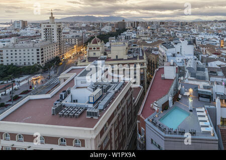 panoramic view view from AC Hotel Malaga Palacio, Malaga Andalusia, Spain Stock Photo