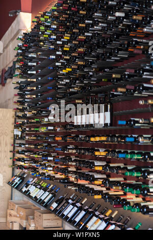 Wine-racks in Vini-Portugal, Praça do Comércio, Lisbon, Portugal Stock Photo