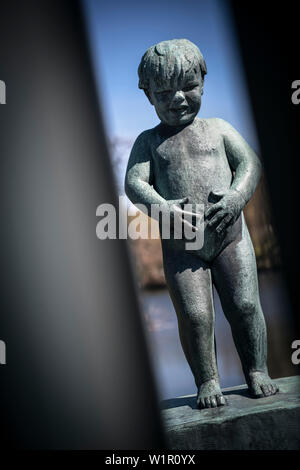 sculpture of crying child, Vigelandsparken, sculpture park of sculptor Gustav Vigeland, Frogner Park, Oslo, Norway, Scandinavia, Europe Stock Photo