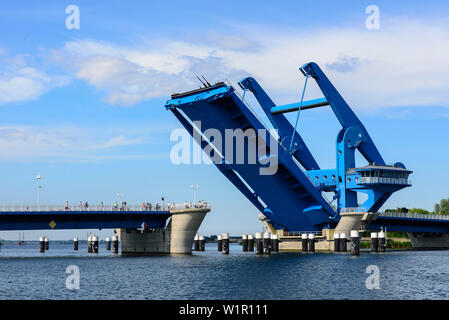 Folding bridge over the Peene, Wolgast, Ostseeküste, Mecklenburg-Western Pomerania, Germany Stock Photo