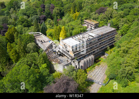 Elevated view of ruined building of former St Peter's Seminary in Cardross, Argyll and Bute, Scotland, UK.  Grade A listed, Architect Gillespie Kidd & Stock Photo