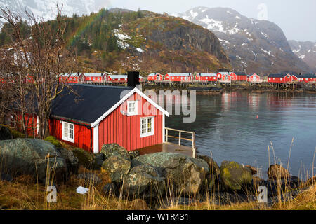 Fishing Village Nusfjord, Flakstadoya, Lofoten Islands, Norway, Skandinavia, Europe Stock Photo