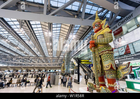 New Suvarnabhumi Airport , New Hub of South East Asia , Huge Statue Guard, Statue, Bangkok, Asia Stock Photo