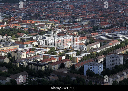 View over residential area of Schwabing north, Munich, Upper Bavaria, Bavaria, Germany Stock Photo