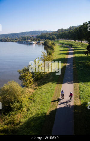 A ship cruises on the river Main in Frankfurt, Germany, late Saturday ...