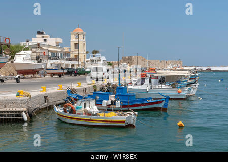 Ierapetra, Crete, Greece. June2019. The small fishing harbour at Ierapetra southern Crete Stock Photo