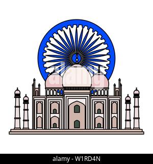 ashoka chakra with tag majal indian mosque Stock Vector