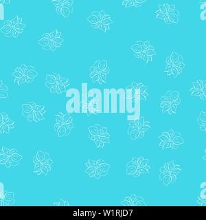 Seamless hand drawn pattern of abstract rose flowers isolated on blue background. Vector floral illustration. Outline floral seamless pattern. Outline Stock Vector