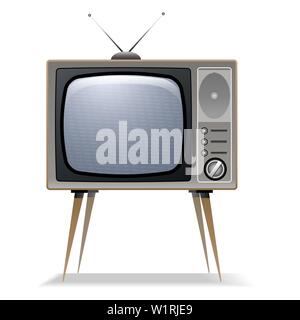 Old Vintage TV Set Isolated On White Background. Vector Illustration. Stock Vector