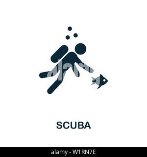 Scuba vector icon illustration. Creative sign from icons collection. Filled flat Scuba icon for computer and mobile. Symbol, logo vector graphics. Stock Vector