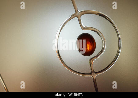 Frosted glass with decorative pattern, back light. Stock Photo