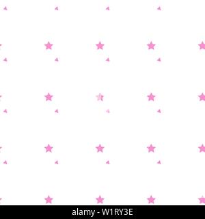 Seamless pattern of pink pentagonal five point stars. Vector backfround Stock Vector